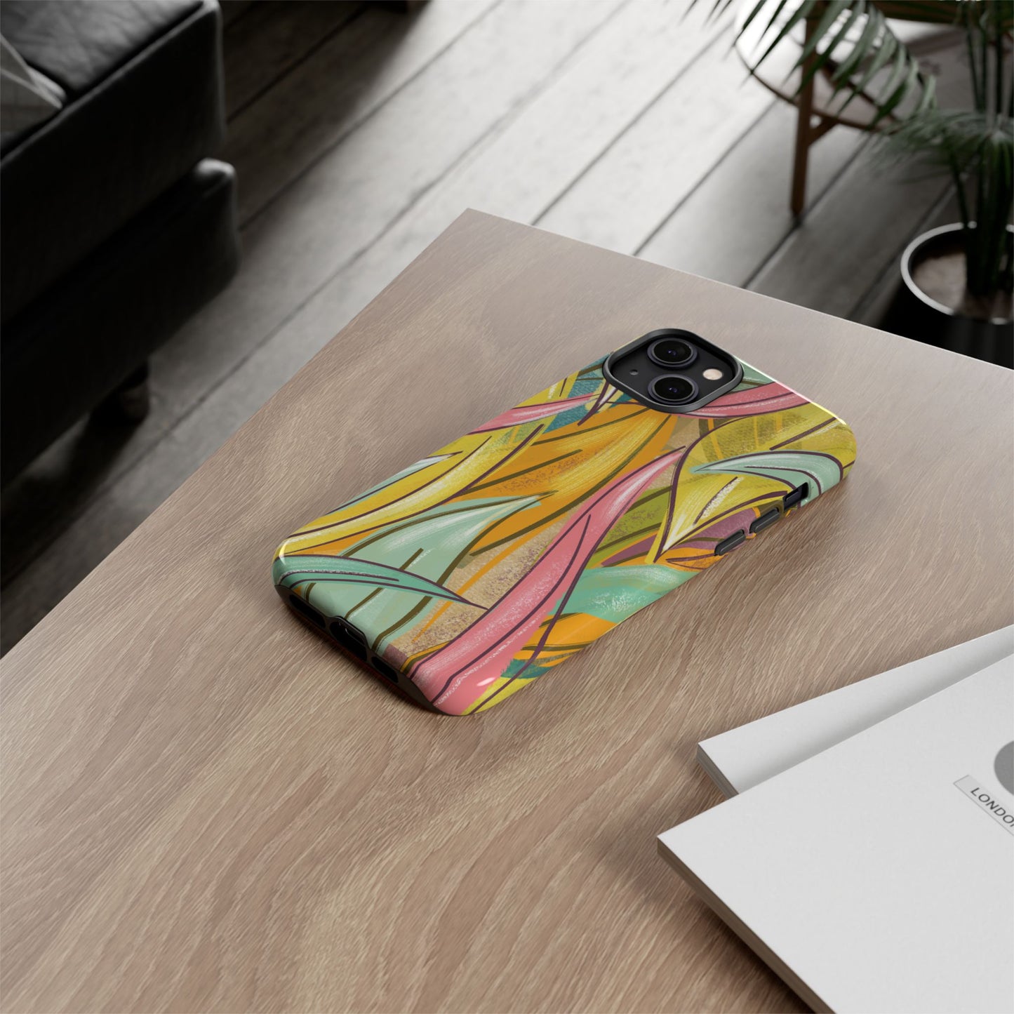 Vibrant Phone Case with Colorful Leaf Design, Tough Cases for Nature Lovers, Eco-Friendly Gift, Summer Vibes, Floral Phone Cover