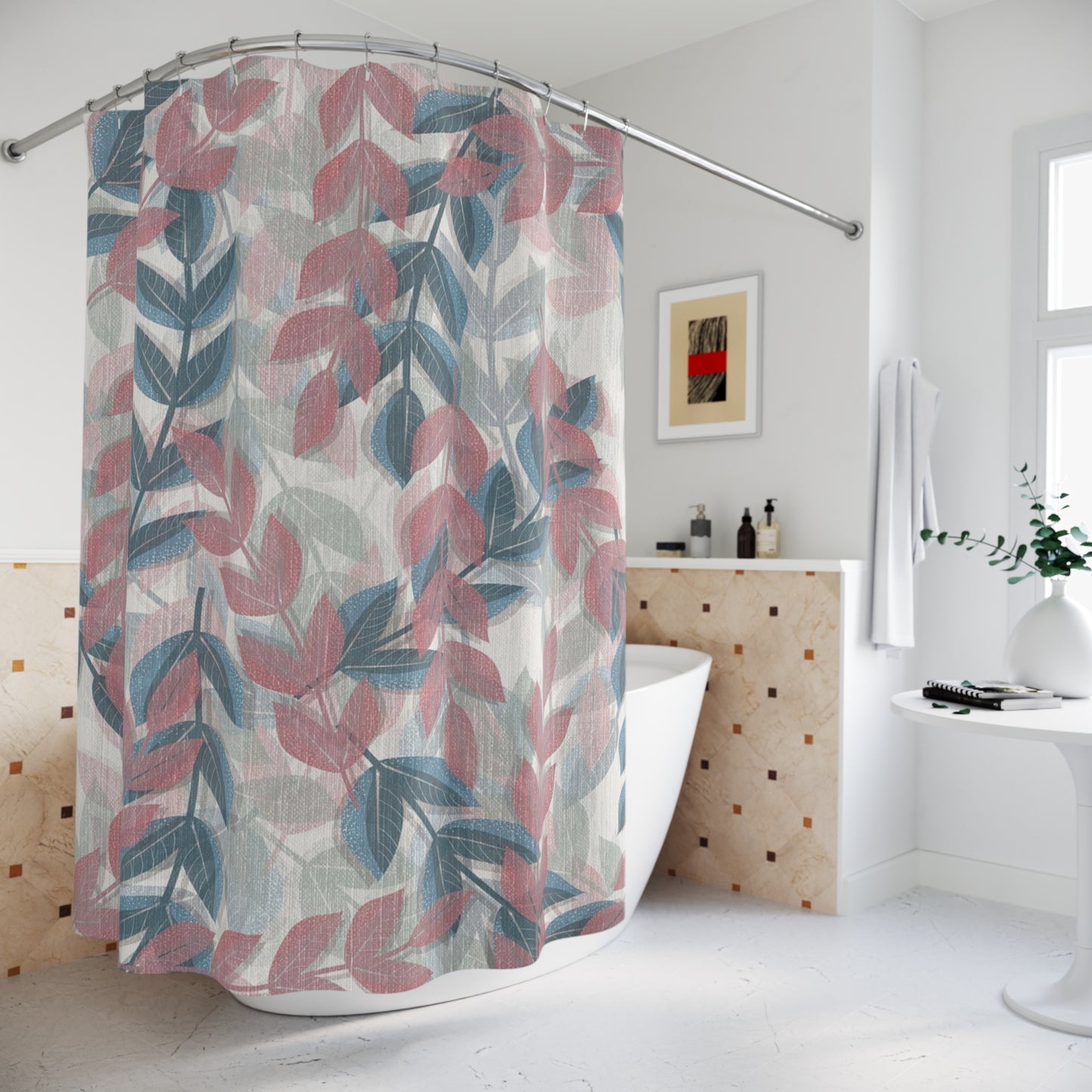 Boho Floral Shower Curtains, Nature-Inspired Bathroom Decor, Ocean Vibes, Ideal for Home Renovation, Gift for All Occasions