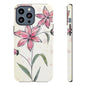 Floral Phone Case with Elegant Pink Lilies, Cute Floral Accessories, Phone Protection, Gift for Her, Stylish Cell Phone Cover
