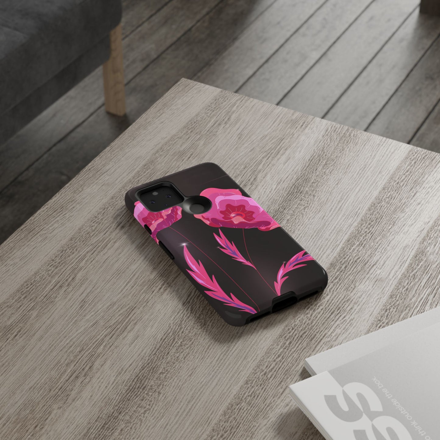 Floral iPhone Case | Tough Cases with Pink Poppy Design, Elegant Flower Phone Cover, Gift for Her, Spring Accessories, Chic Tech