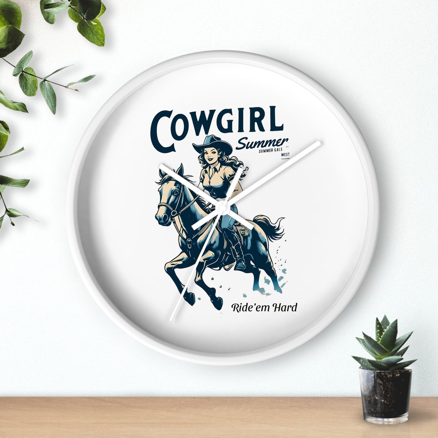 Cowgirl Summer Wall Clock Western Decor, Rustic Home, Rodeo Theme