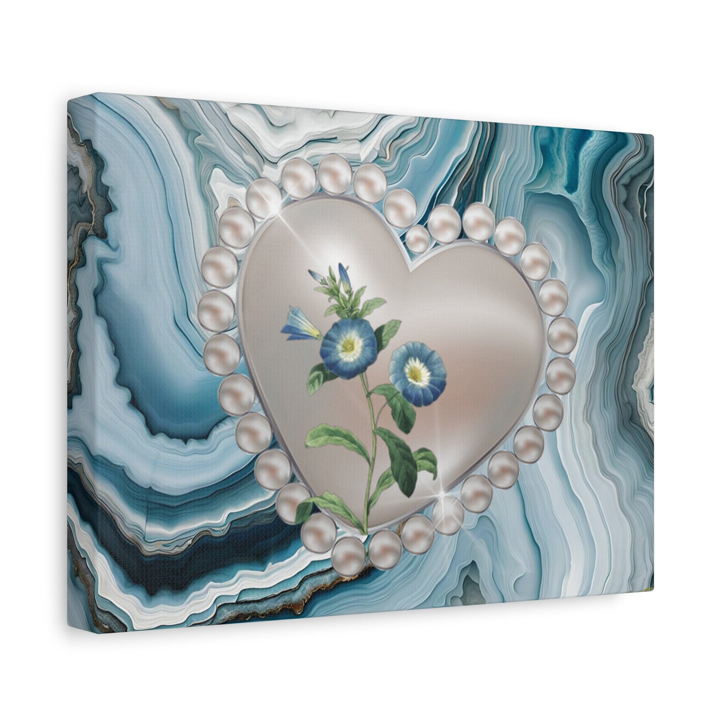 Elegant Floral Heart Canvas Wall Art, Modern Home Decor, Gift for Her