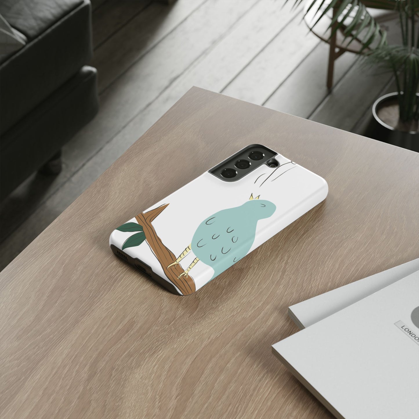 Birdsong Phone Case — Cute Blue Bird on Branch Protective Case