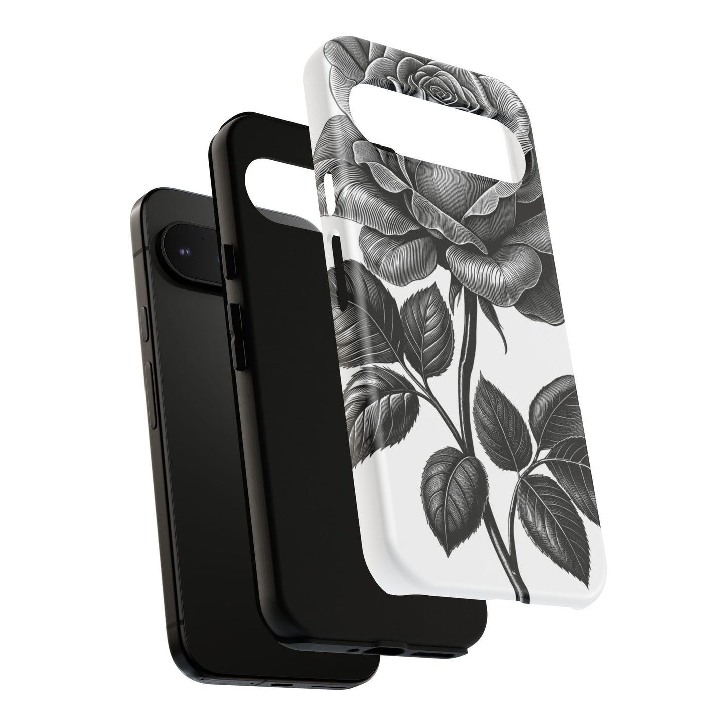 Elegant Floral Phone Case - Tough Cases, Black Rose Design, Floral Phone Cover, Stylish Phone Accessory, Gift for Her, Mother's Day