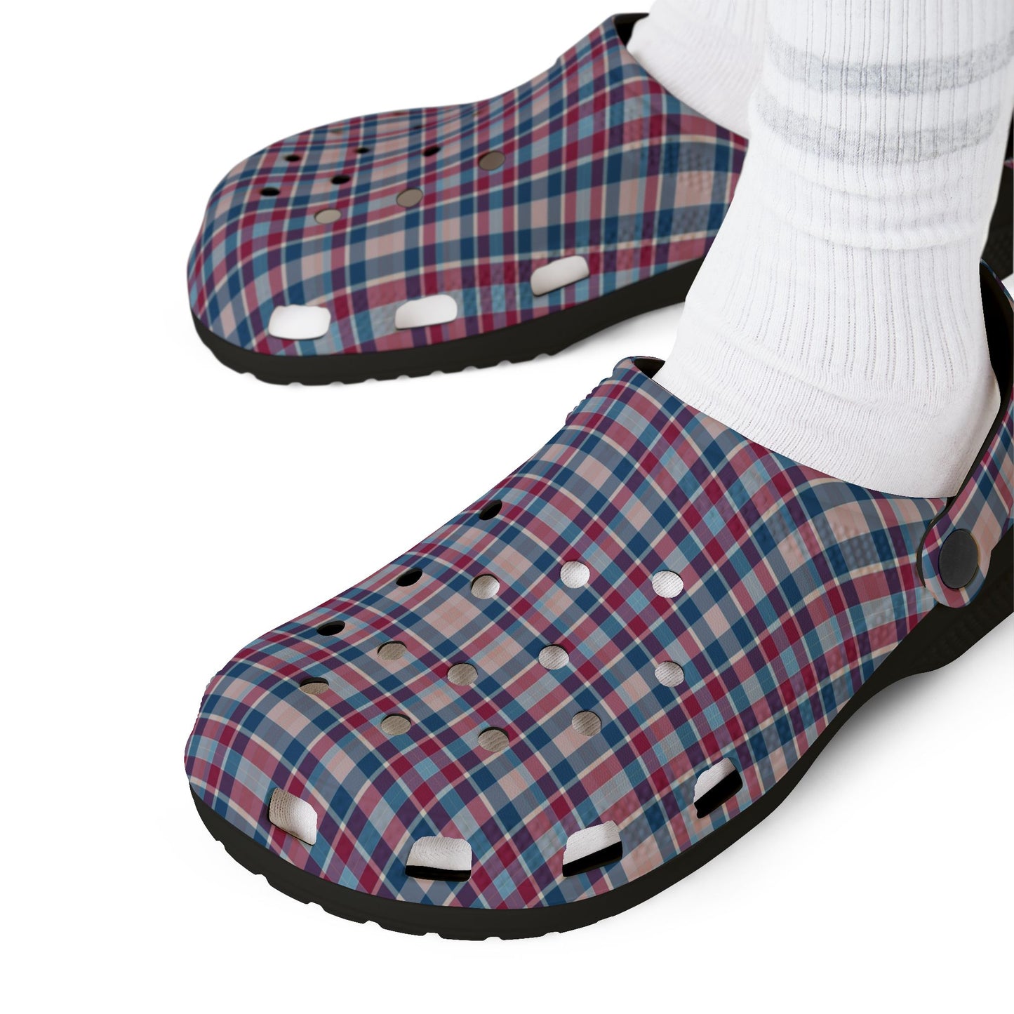 Plaid EVA Foam Clogs — Lightweight Comfortable Garden & Casual Shoes