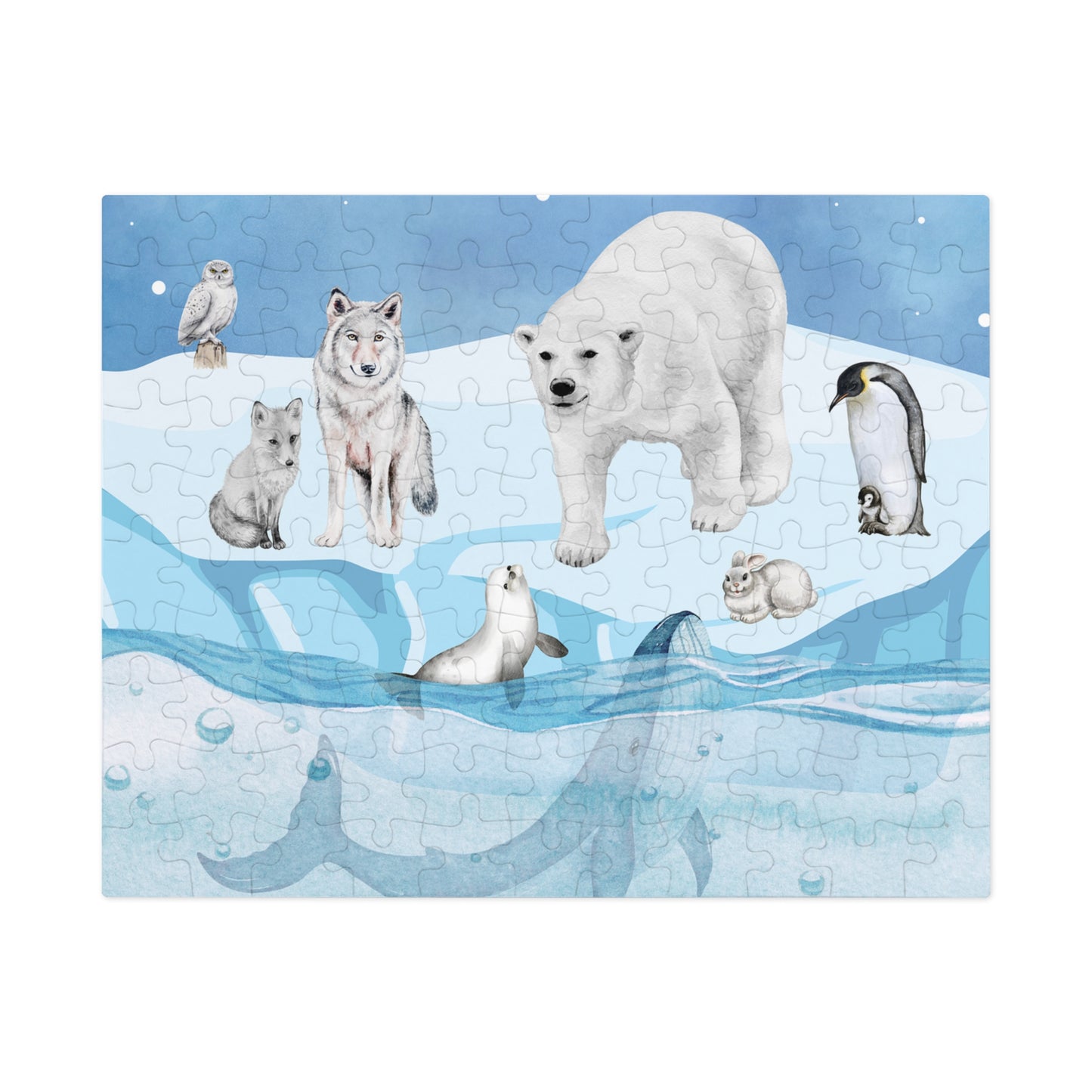 Polar Wildlife Jigsaw Puzzle, Relaxing Family Game, Educational Kids Activity, Nature Lover Gift, Arctic Animals Decor