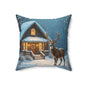 Cozy Winter Decor Pillow, Holiday Home Accent, Reindeer Design Cushion, Festive Throw Pillow, Christmas Gift Idea