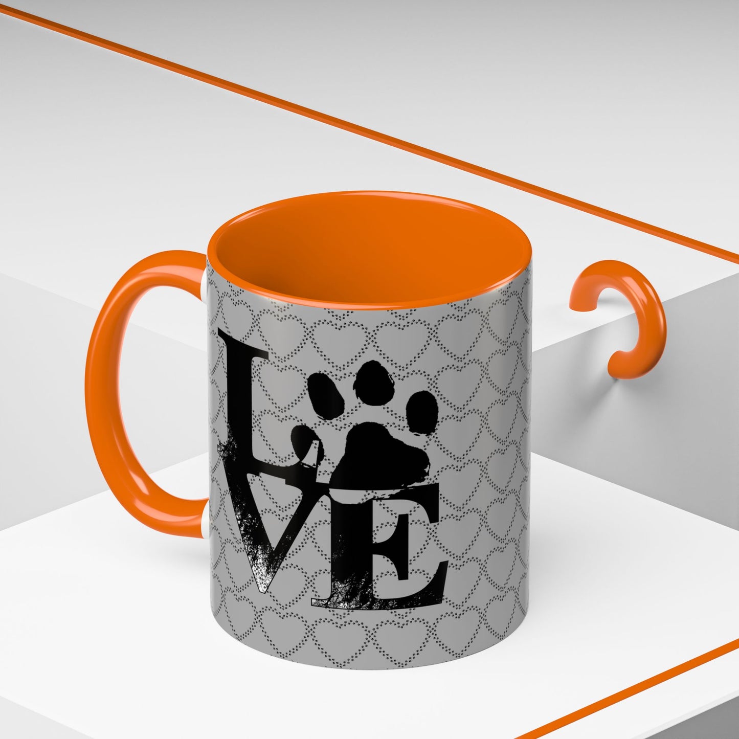 Chic Love Coffee Mug for Pet Lovers, Black Accent Mug, Valentine's Gift, Animal Lover Cup, Perfect for Hot Beverages