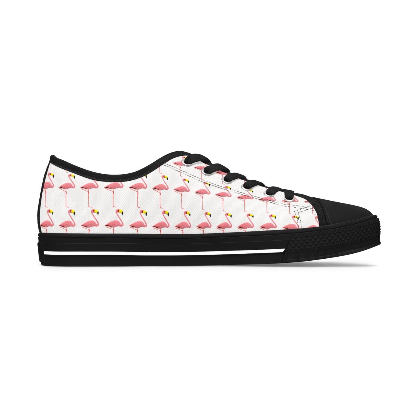 Low Top Sneakers — Pink Flamingo Pattern Casual Canvas Shoes