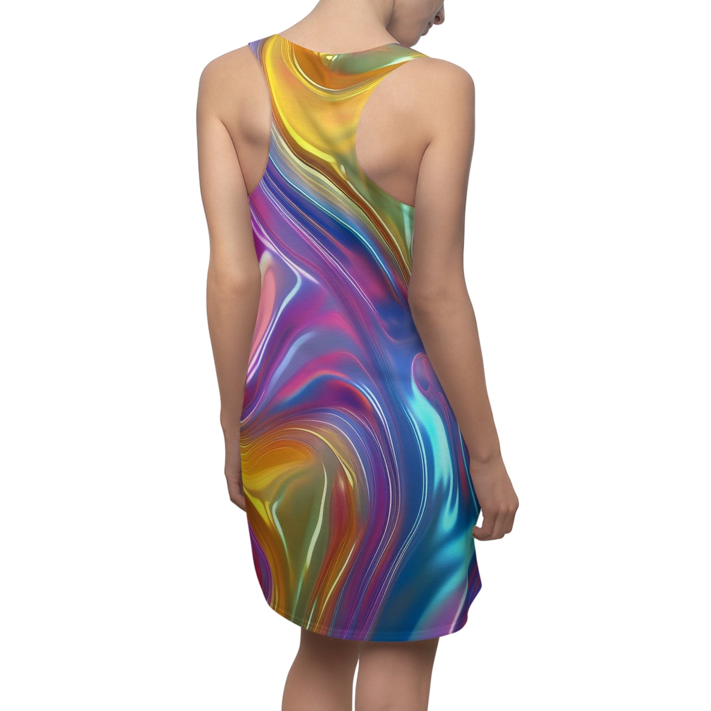 Colorful Swirl Racerback Dress, Summer Fashion, Party Outfit, Beach Wear, Festival Dress, Gift for Her
