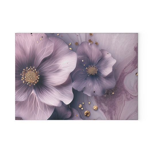 Elegant Floral Glass Cutting Board - Sophisticated Kitchen Deco
