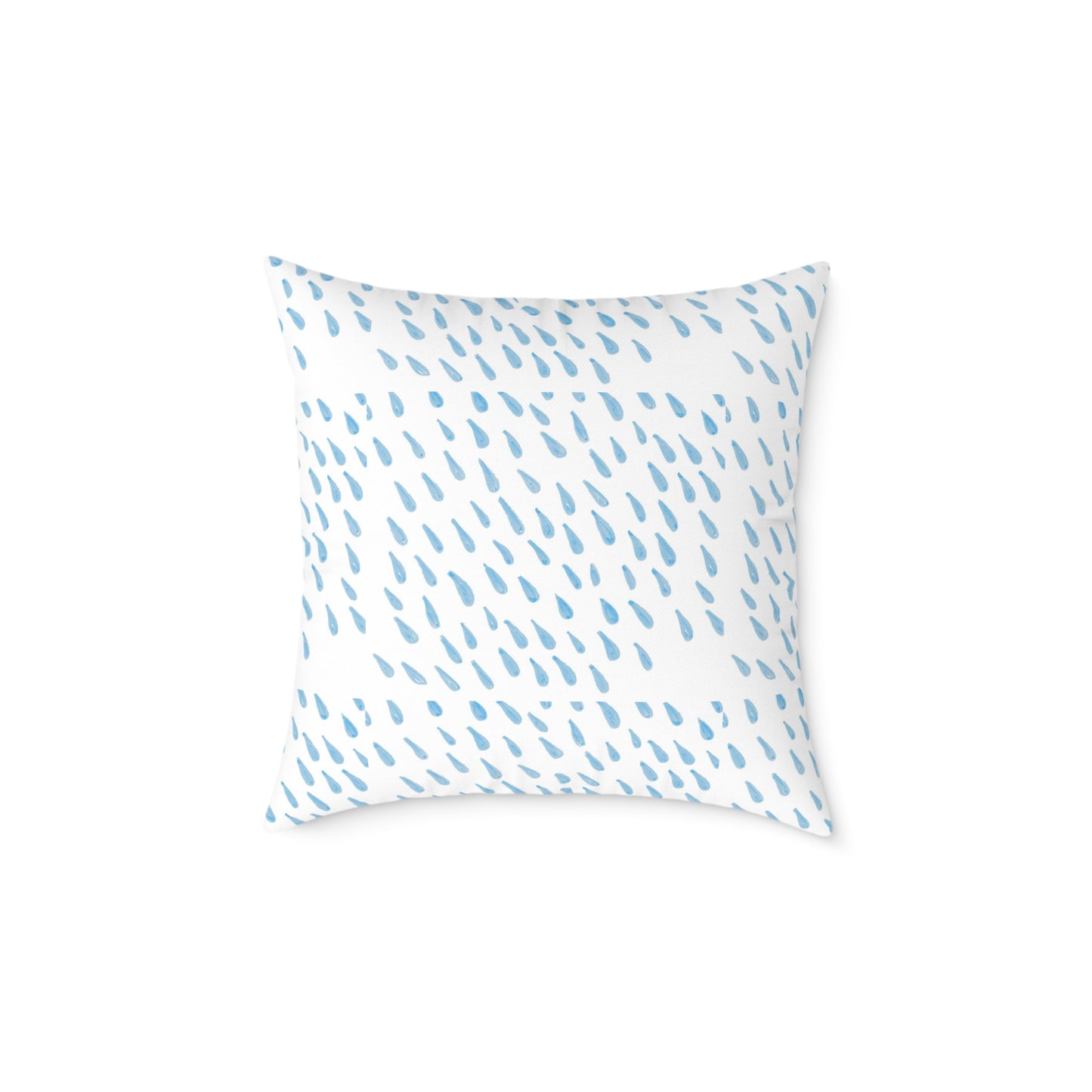 Blue Raindrop Pattern Square Pillow — Minimal Coastal Decorative Throw Pillow