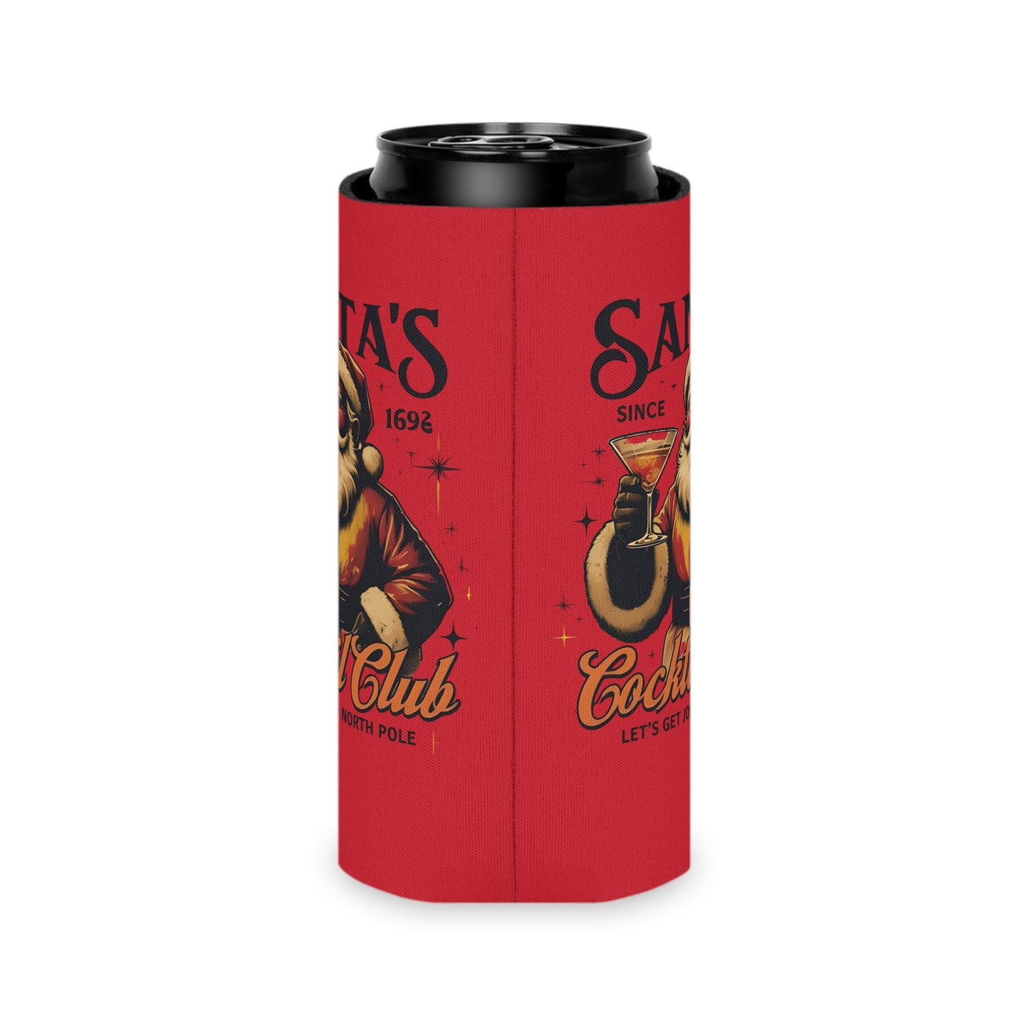 Festive Santa Can Cooler, Holiday Drink Insulator, Christmas Party Vibe, Perfect for Gifts and Gatherings, Drinkware for Celebrations