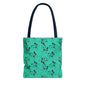 Turquoise Floral Swirl Tote Bag – All-Over Print Stylish Shopping Bag