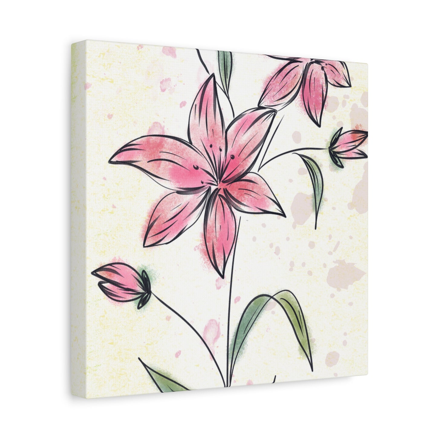 Matte Canvas, Stretched, 1.25" Tulips Pink Flowers