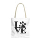 Love Paw Print Tote Bag, Pet Lover's Gift, Eco-Friendly Shopping Bag, Animal Rescue Fundraiser, Personalized Pet Tote