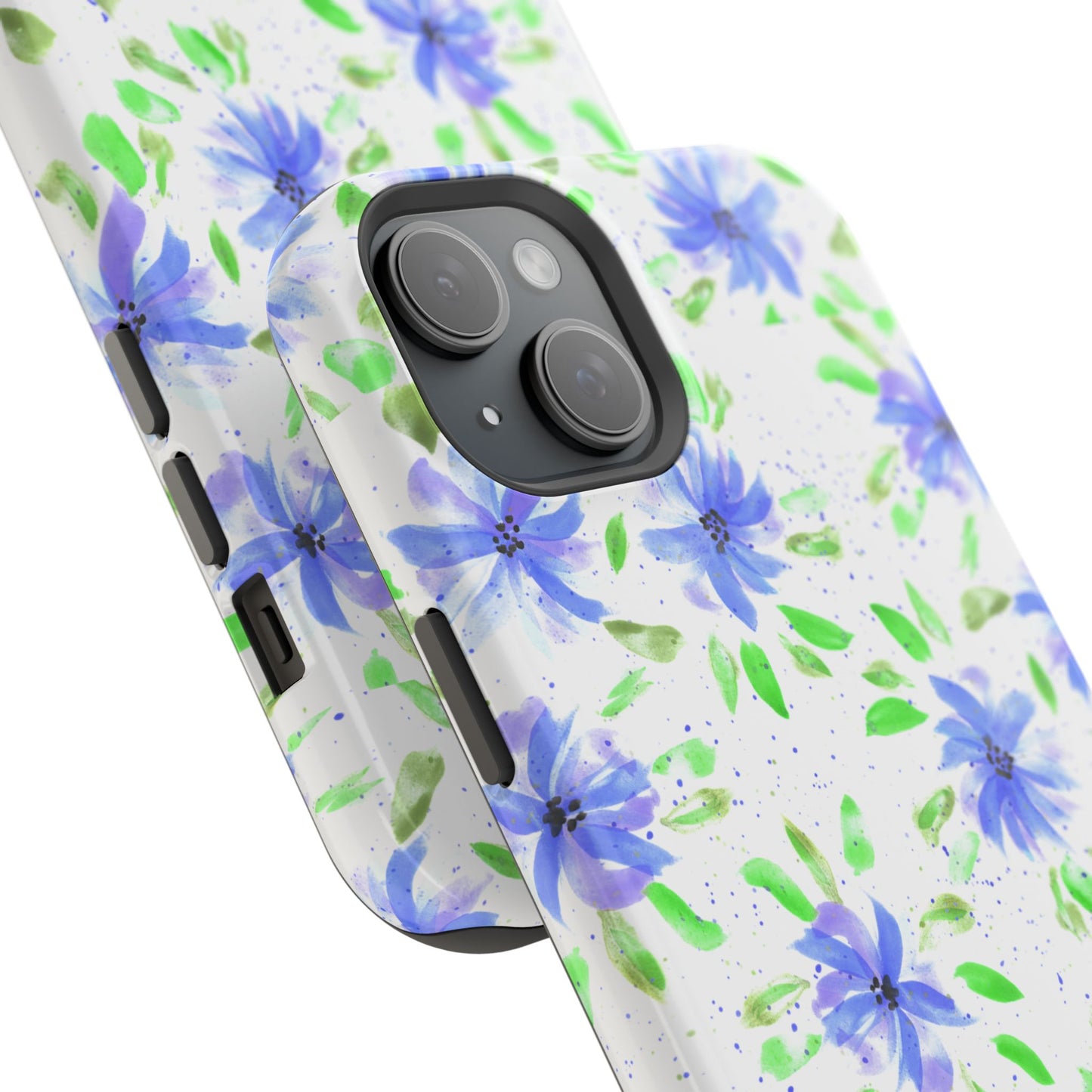 Floral Blue Watercolor Phone Case — Magnetic Impact-Resistant