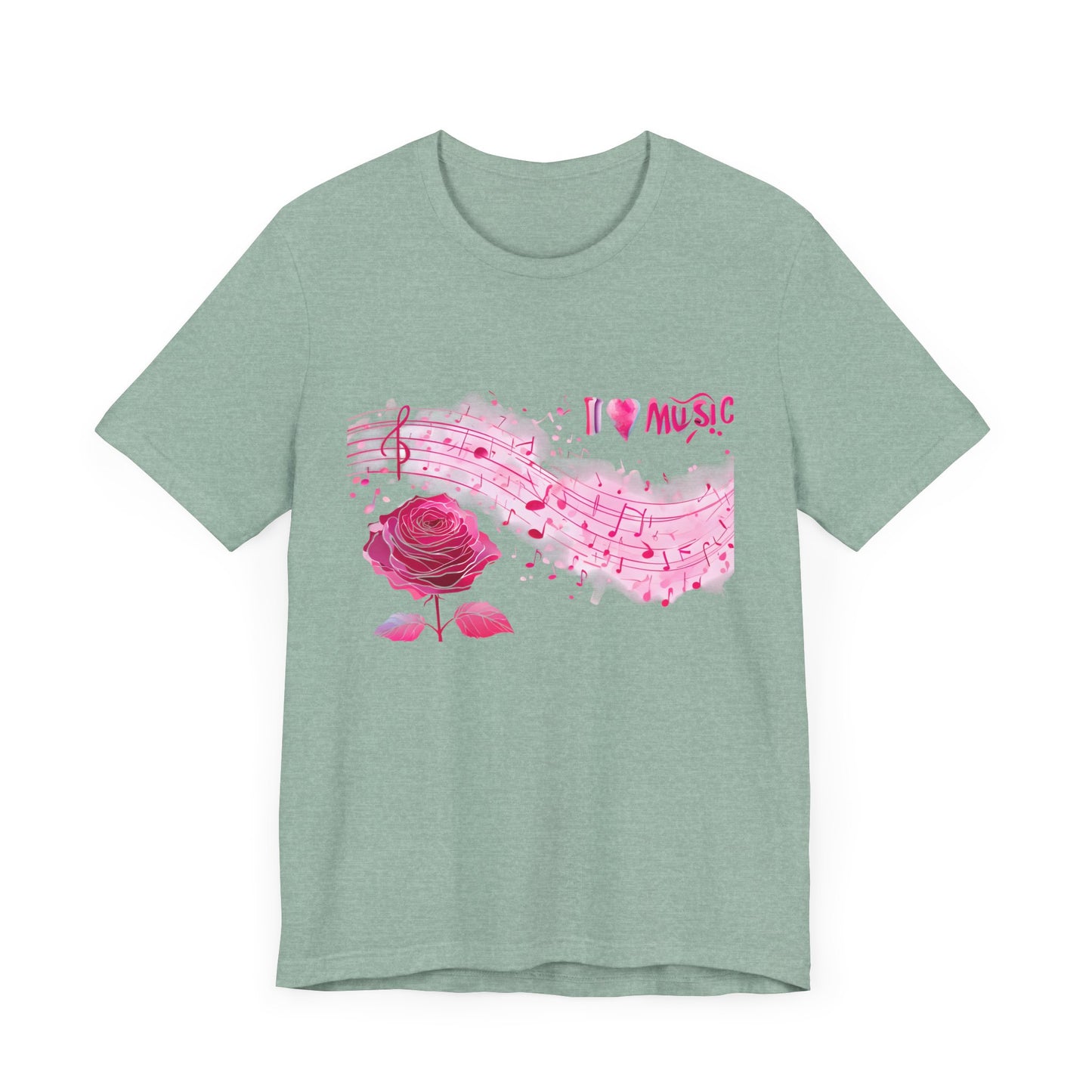 I Love Music Tee, Music Lover Shirt, Floral Music Notes Top