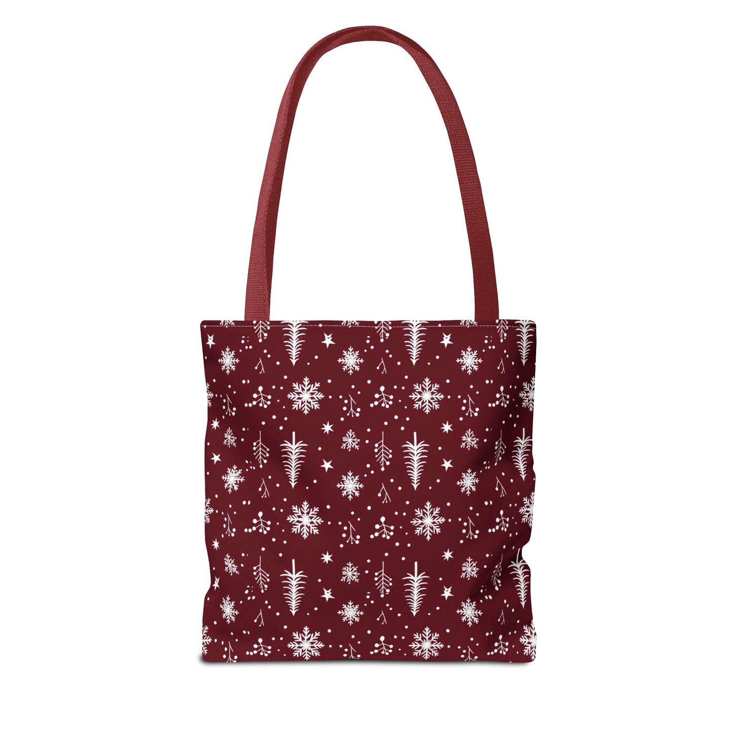 Christmas Snowflake Tote Bag – Burgundy Holiday Patterned Carryall