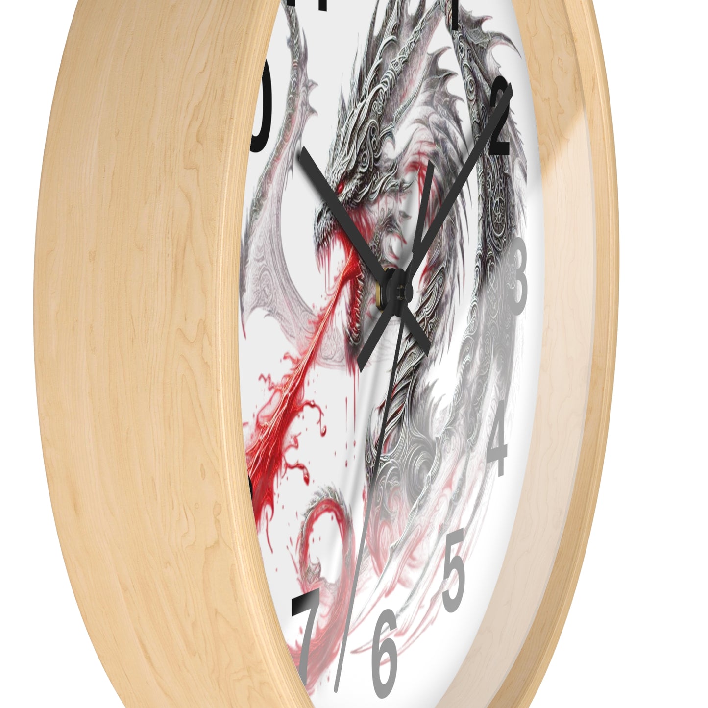 Dragon Wall Clock — Red Breath Mythical Timepiece for Fantasy Fans