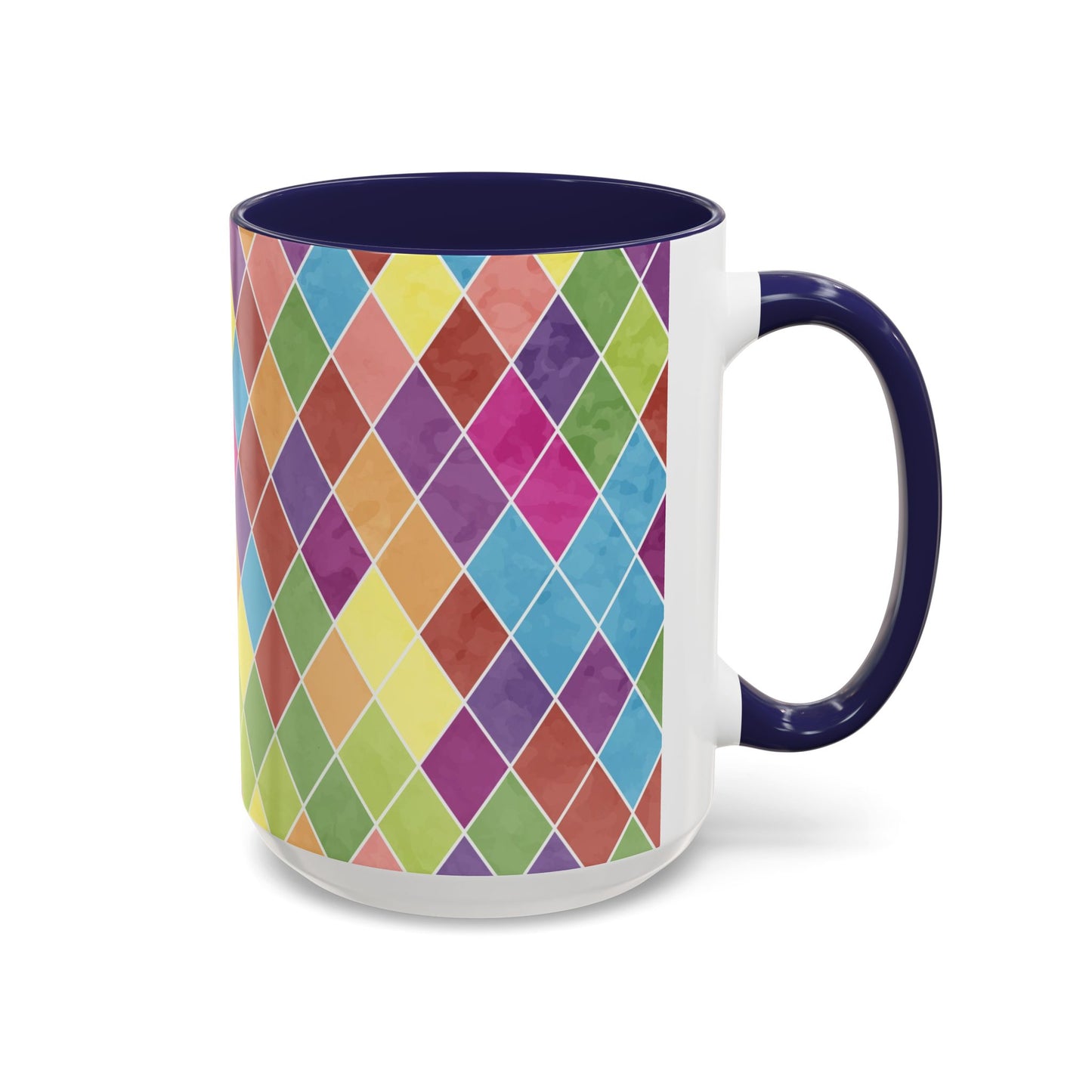 Colorful Diamond Pattern Coffee Mug, Coffee Lover Gift, Bright Kitchen Decor, Artistic Mug, Vibrant Drinkware