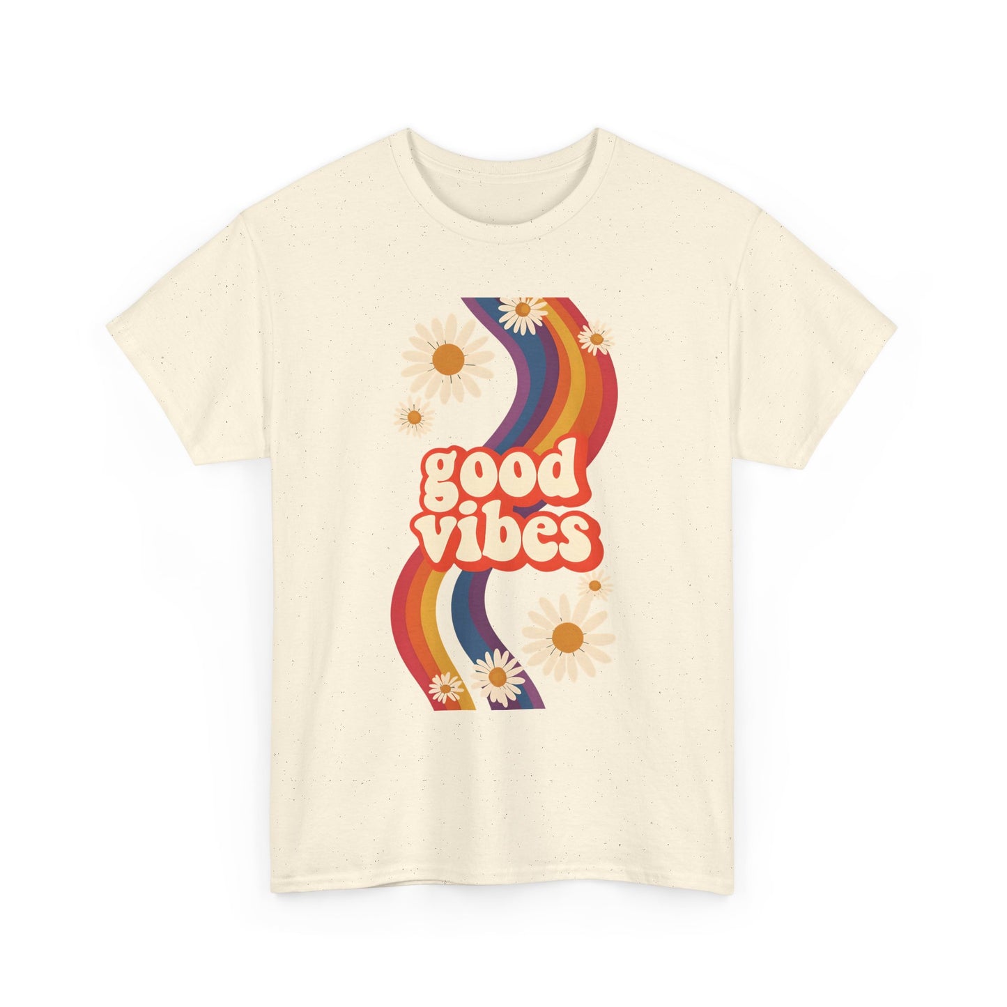 Good Vibes Unisex Heavy Cotton Tee, Retro Graphic T-Shirt, Feel Good Apparel, Summer Outfit, Casual Gift for Friends