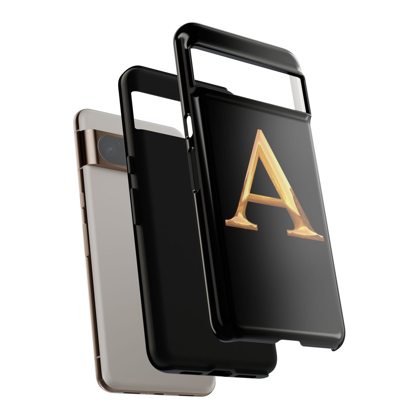 Custom Phone Case with Gold Letter A, Monogrammed Gift, Tough Protective Case, Personalized Phone Accessory, Unique Phone Cover
