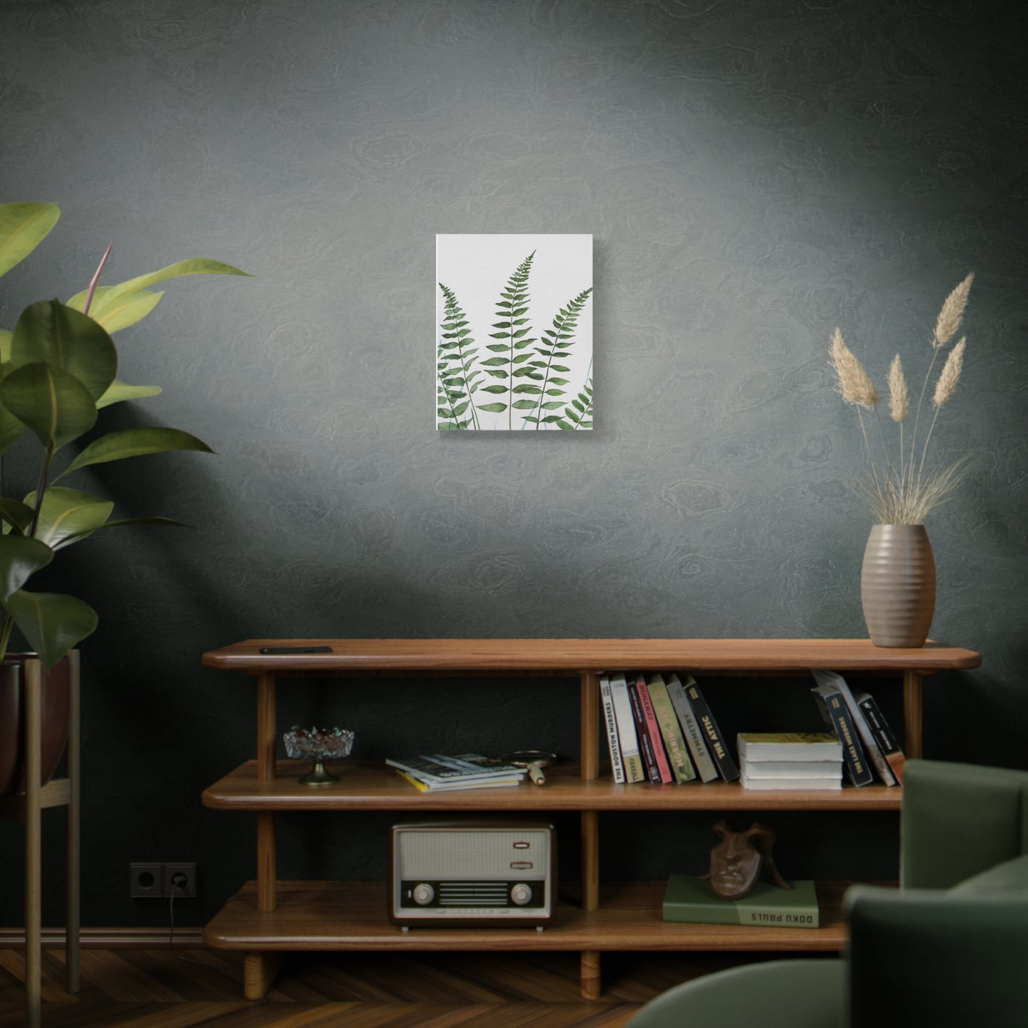 Fern Watercolor Canvas Art – Botanical Matte Stretched Wall Print