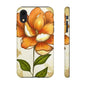 Floral Phone Case with Orange Flower Design, Tough Phone Cover, Floral Gift, Stylish Tech Accessory, Nature Lovers, Spring Vibes