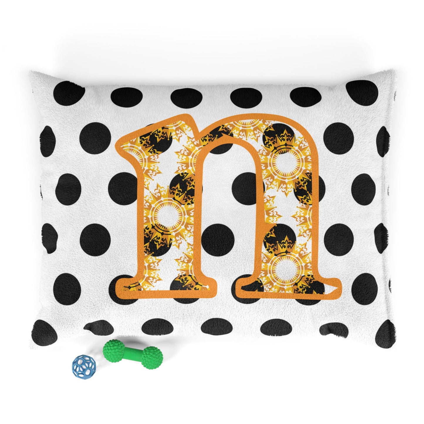 Chic Personalized Pet Bed with Polka Dots, Dog Bed, Cat Bed, Cozy Pet Cushion, Custom Name Gift for Pet Lovers, Stylish Home Decor