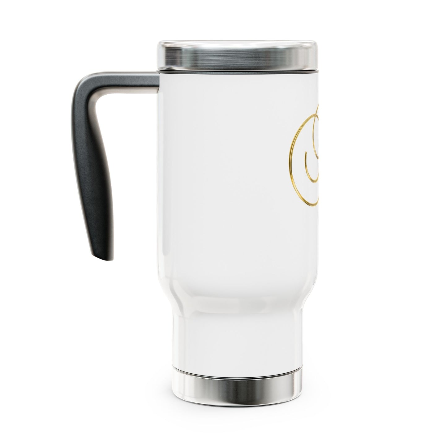 Monogram 'N' Gold Travel Mug — 14oz Stainless Steel Insulated Tumbler with Handle