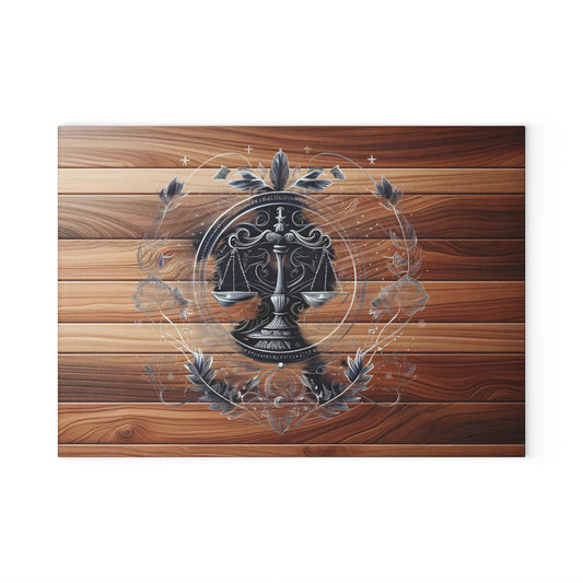Elegant Law Theme Glass Cutting Board - Perfect for Gifts, Home Decor, Kitchenware, Legal Professionals, Housewarming