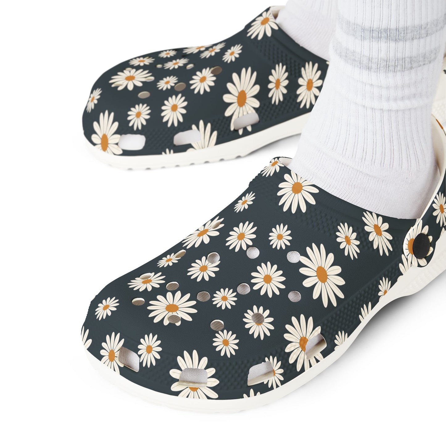 Daisy Print Foam Clogs/ Croc — Comfortable Floral Garden Shoes