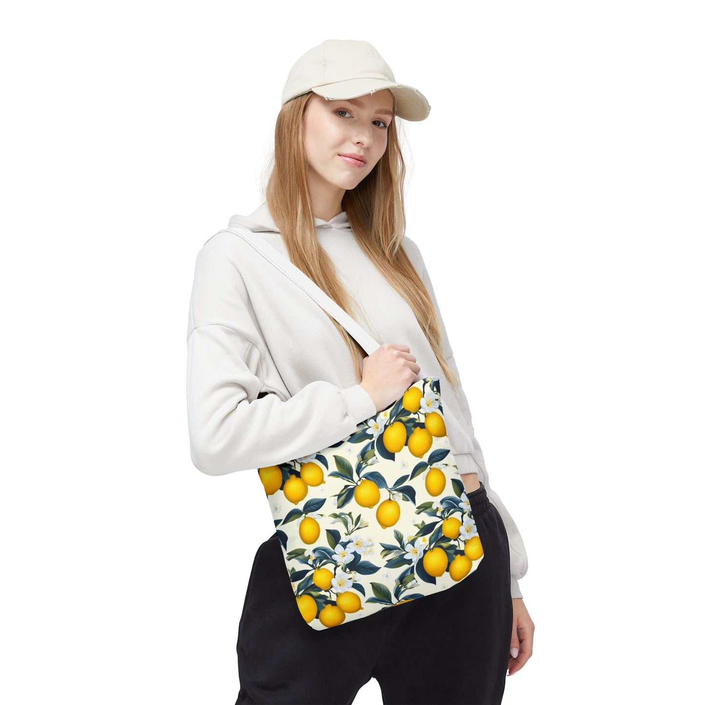 Lemon Blossom All-Over Print Tote Bag — Citrus Floral Market Bag