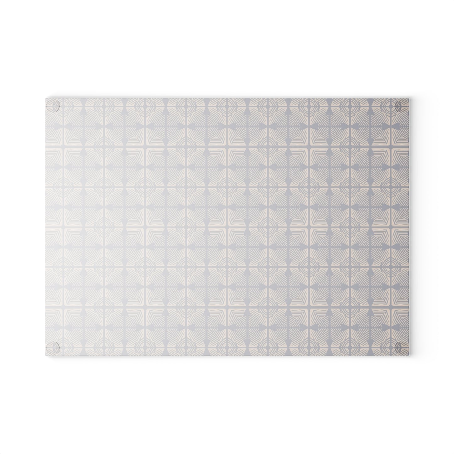 Patterned Glass Cutting Board – Vintage Blue Geometric Tile Design