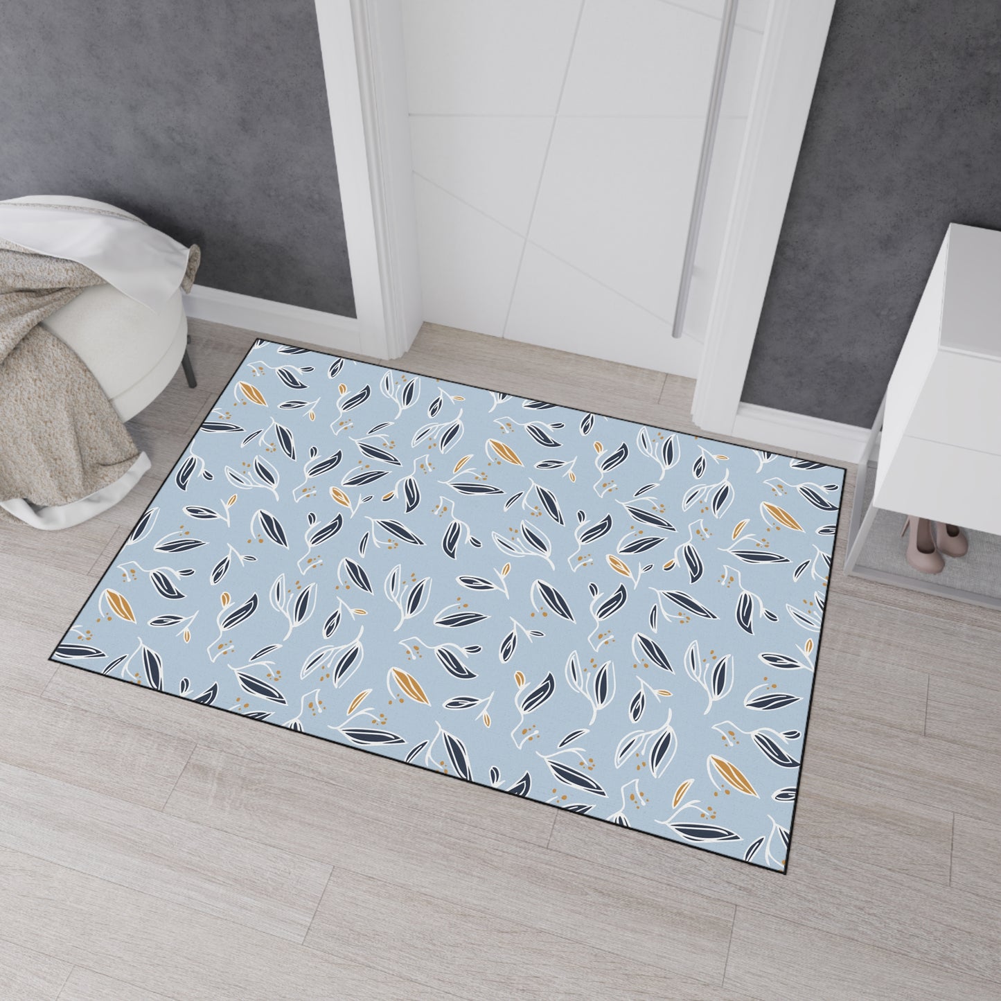 Leaf Pattern Heavy-Duty Floor Mat — Non-Slip Entry & Kitchen Rug