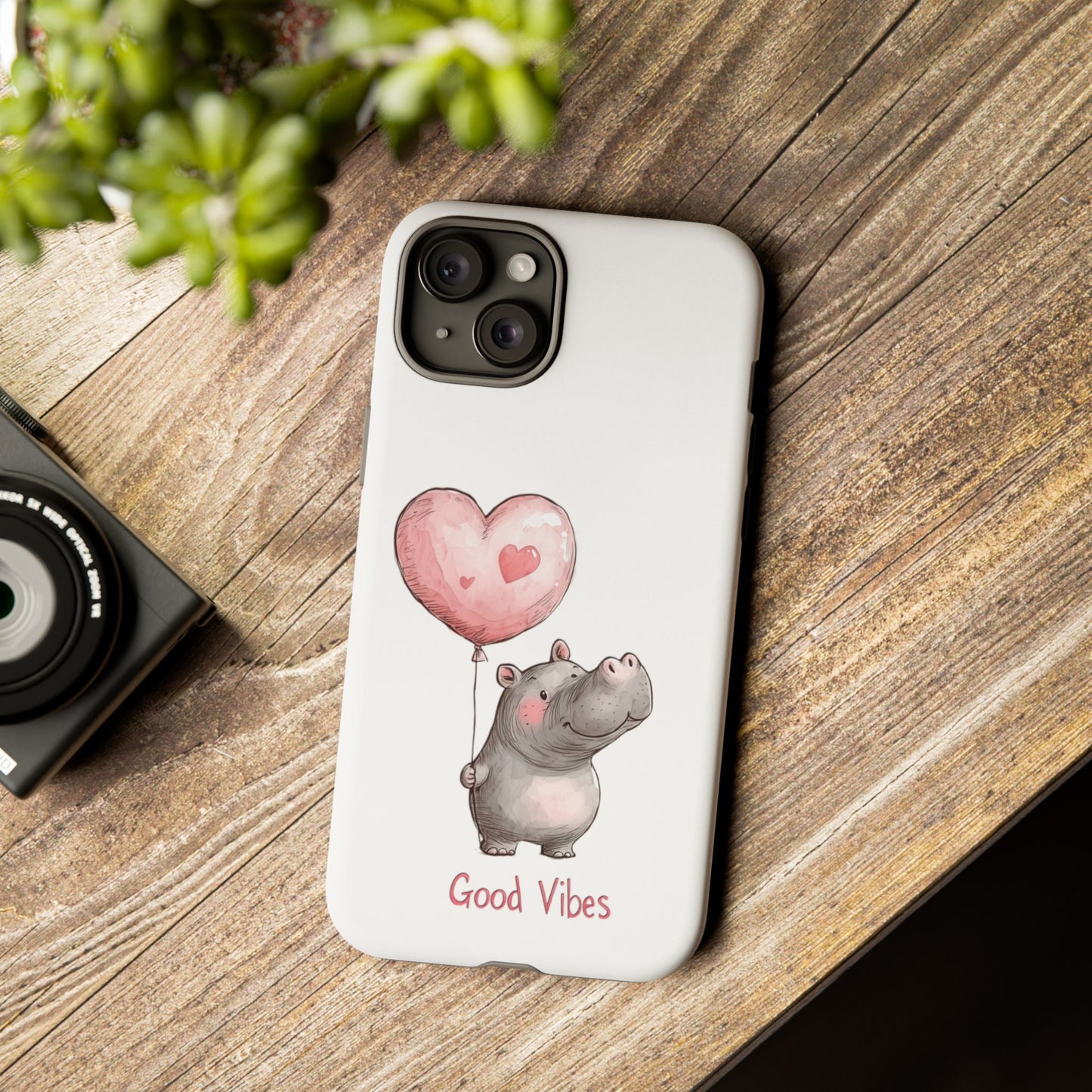 Cute Hippo Phone Case - Good Vibes Design, Animal Lover Gift, Fun Accessory, Birthday Present, Phone Accessories