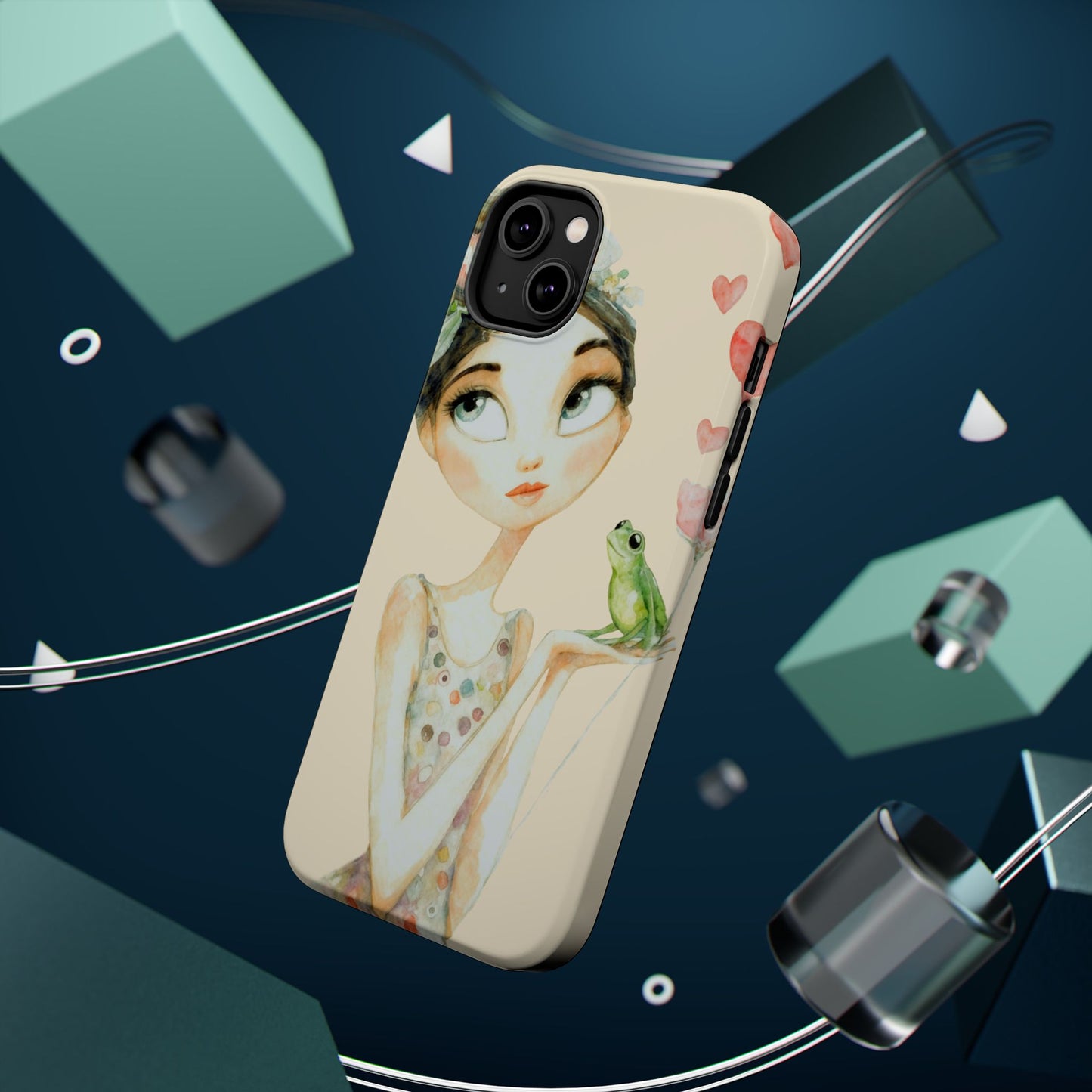 Whimsical Girl with Frog Magnetic Impact Phone Case