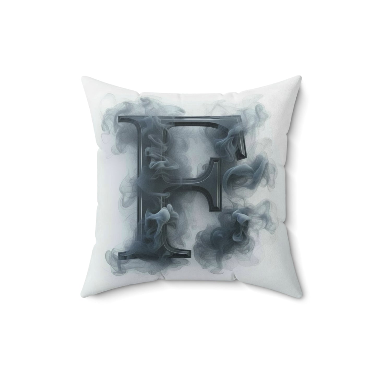 Smoky Letter 'F' Decorative Throw Pillow — Monogram Initial Accent Cushion