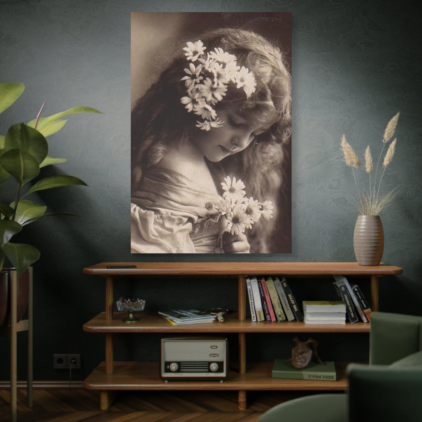 Vintage Floral Portrait Canvas