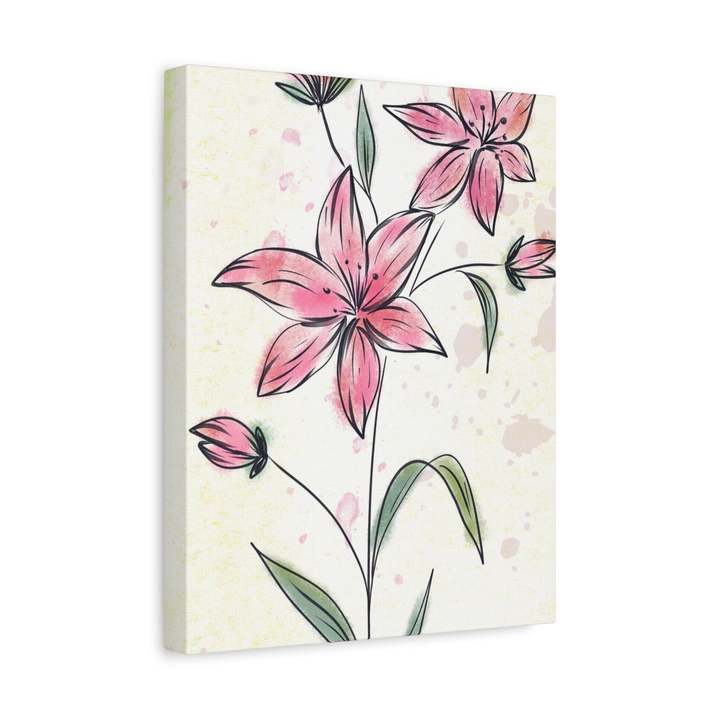 Matte Canvas, Stretched, 1.25" Tulips Pink Flowers