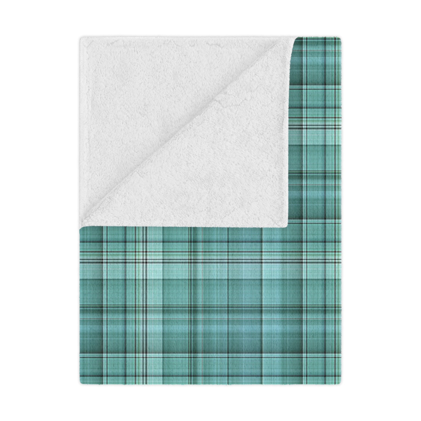 Teal Plaid Minky Blanket — Soft Cozy Plaid Throw for Home, Travel & Gifts