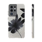 Monochrome Floral Tough Phone Case — Black Ink Flower Protective Cover