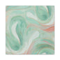 Abstract Green Marble Canvas Print — Teal & Coral Swirl Wall Art