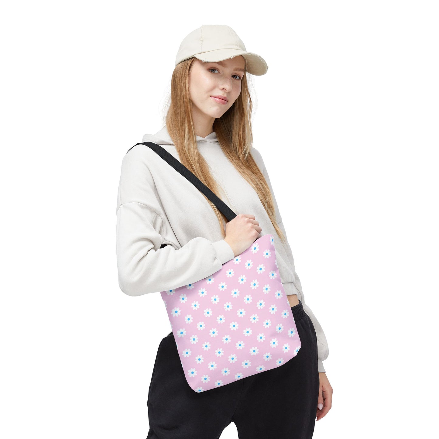 Pink Daisy Pattern Tote Bag — Floral Everyday Canvas Shopper