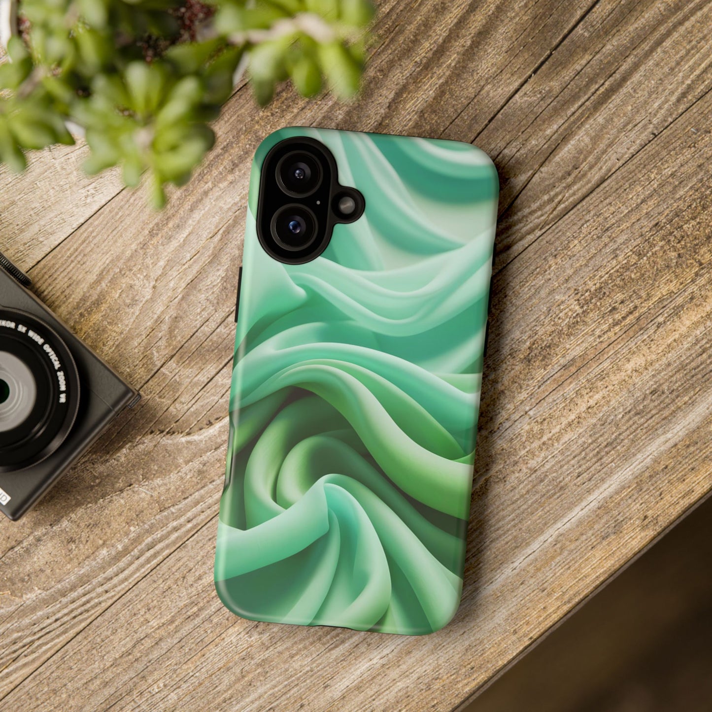 Stylish Phone Case, Tough Case, Green Abstract Design, Cell Phone Cover, Unique Gift, Trendy Accessory