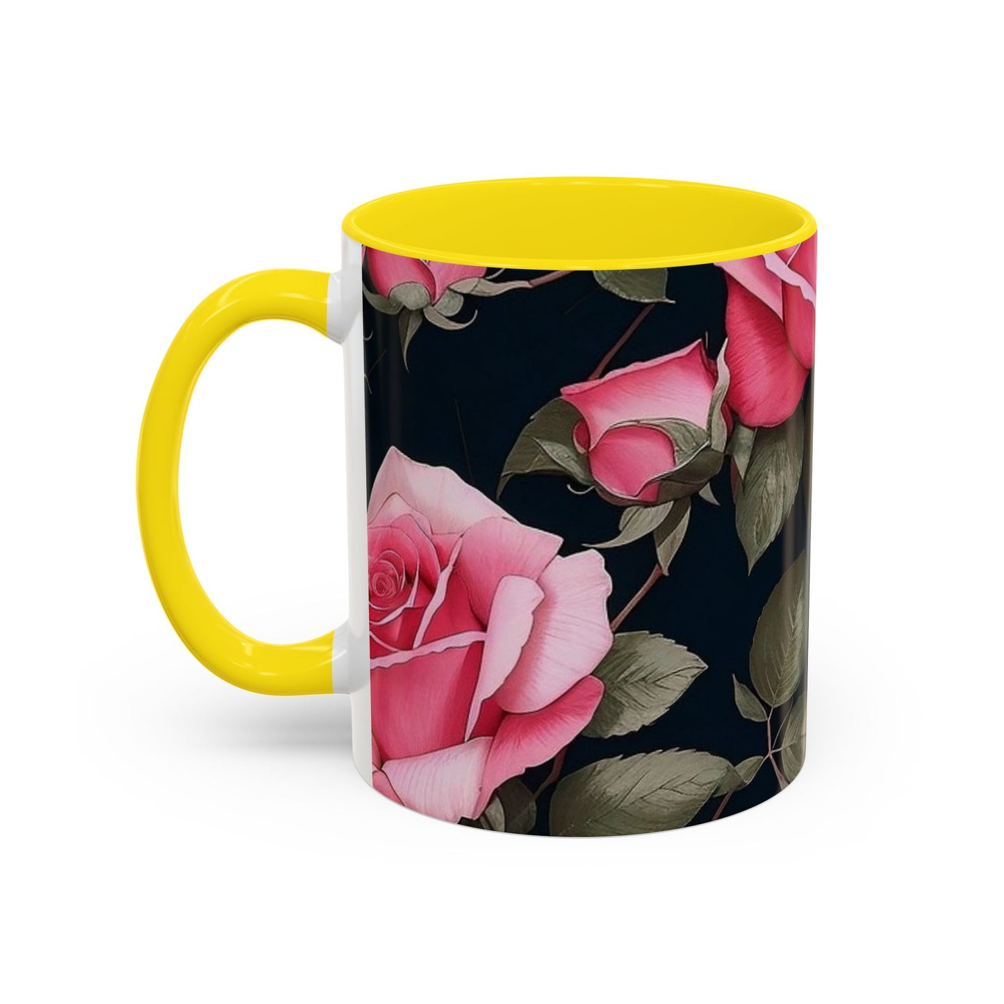 Floral Accent Coffee Mug, Gift for Her, Cute Floral Mug, Spring Decor, Coffee Lover Gift