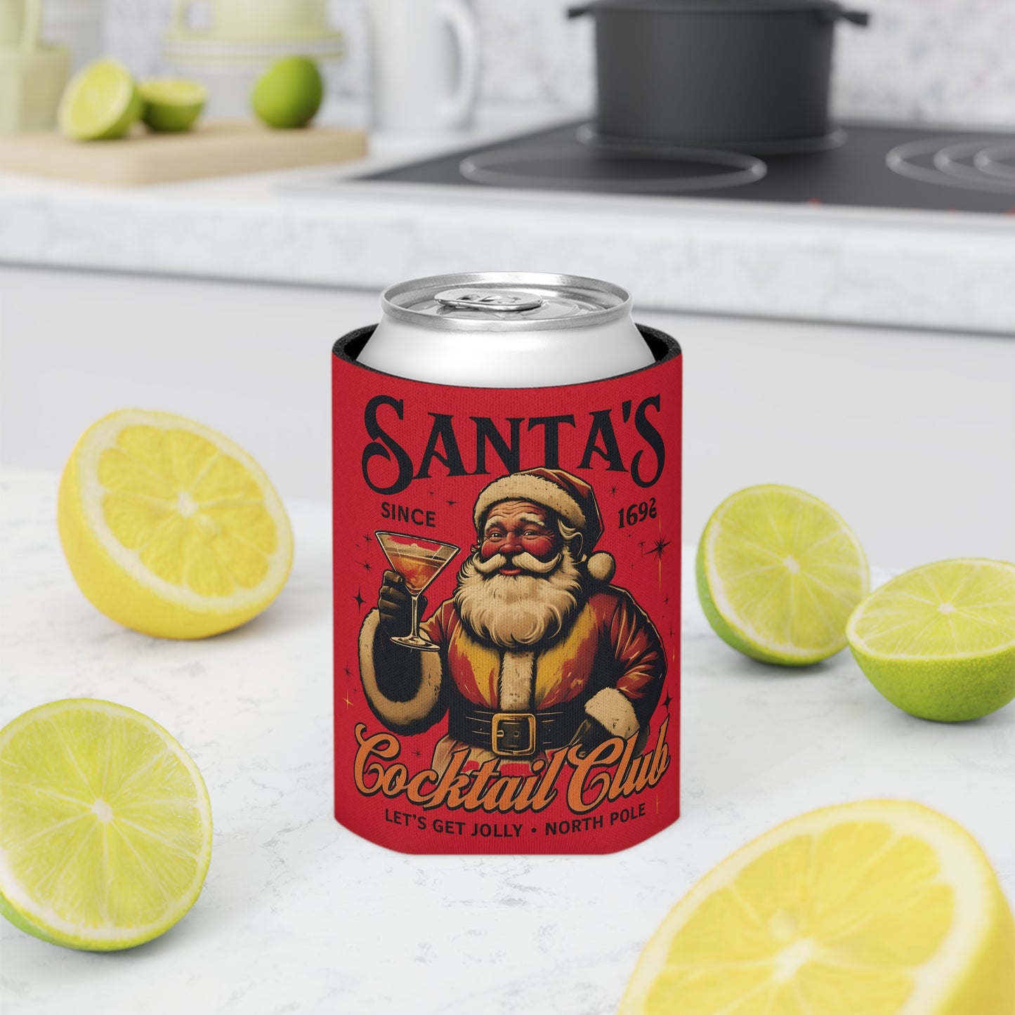 Festive Santa Can Cooler, Holiday Drink Insulator, Christmas Party Vibe, Perfect for Gifts and Gatherings, Drinkware for Celebrations