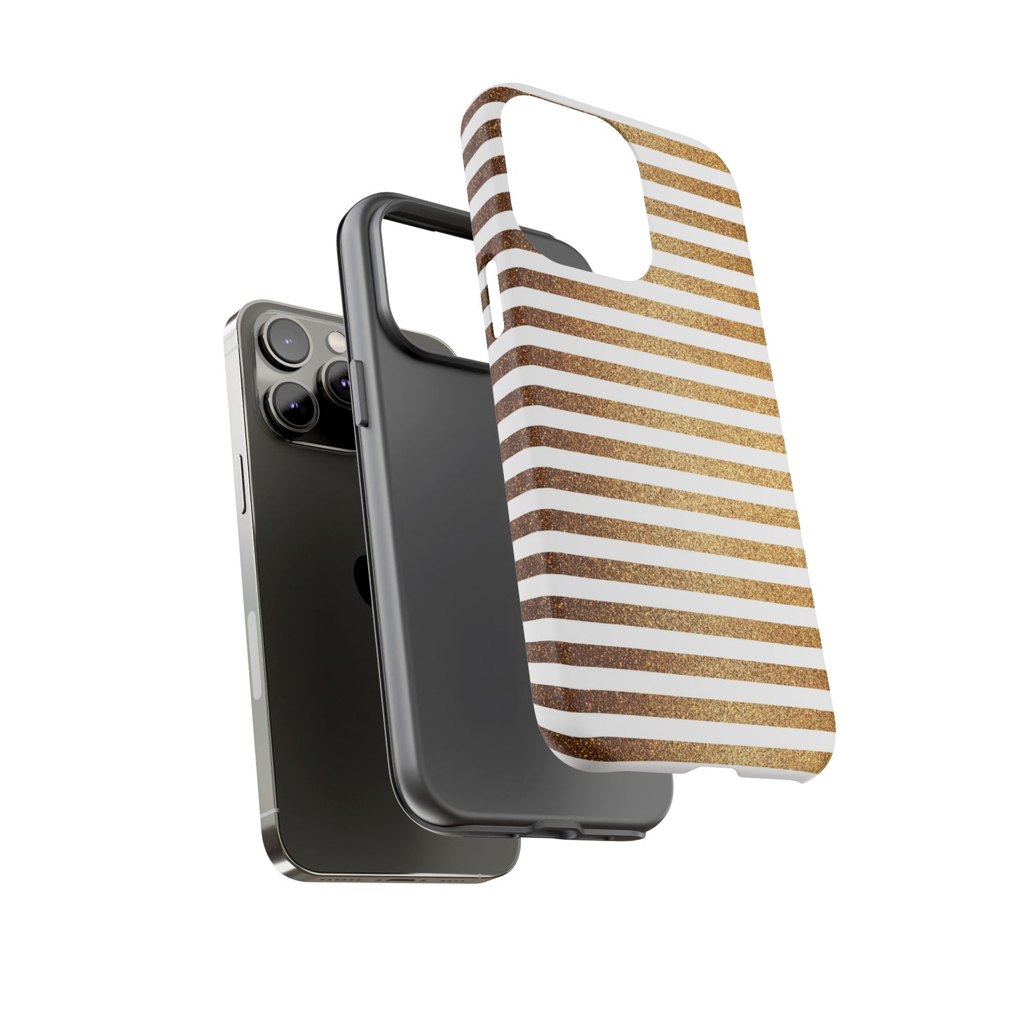 Glamorous Gold Striped Phone Case | Tough Cases, Stylish Phone Cover, Chic Accessories, Gift for Her, Fashionable Tech