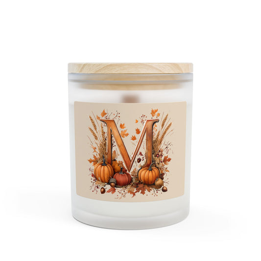 Frosted Glass Candle, 11oz - Letter M